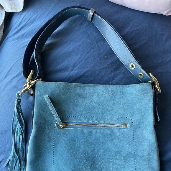 Vintage Coach Blue Suede Leather Crossbody Bag Purse Zip Top #G04S-1419 - Picture 9 of 9